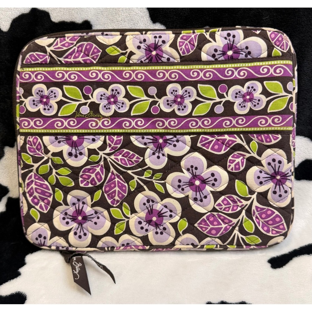 Vera Bradley Plum Crazy Quilted Laptop Tablet Sleeve Purple Floral Case 11x9